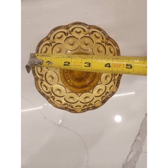 Vintage LE Smith Amber Glass Single Taper Candle Stick Holder Bowl - Picture 9 of 10
